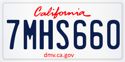 CA license plate 7MHS660