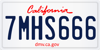 CA license plate 7MHS666