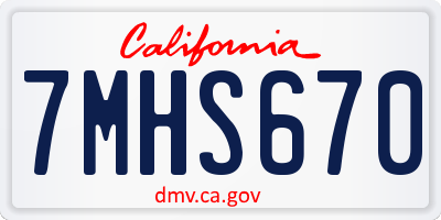 CA license plate 7MHS670