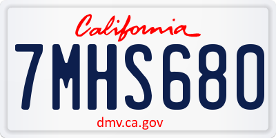 CA license plate 7MHS680