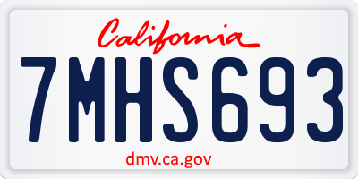 CA license plate 7MHS693