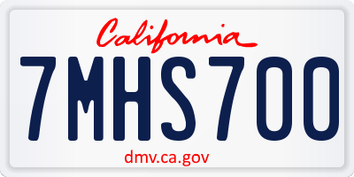 CA license plate 7MHS700