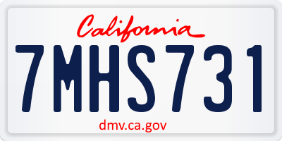 CA license plate 7MHS731