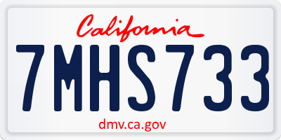 CA license plate 7MHS733