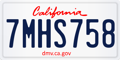 CA license plate 7MHS758