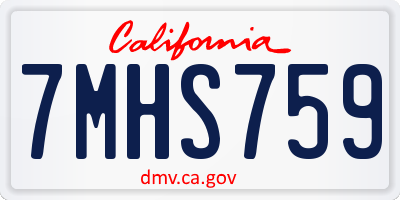 CA license plate 7MHS759