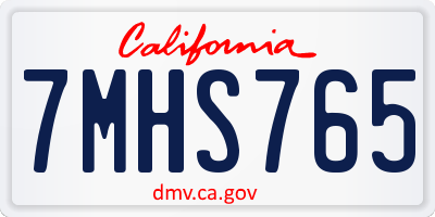 CA license plate 7MHS765