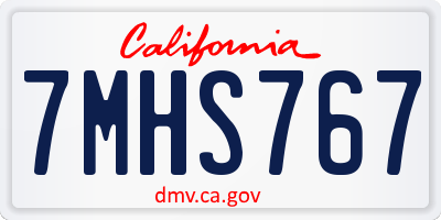 CA license plate 7MHS767