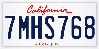 CA license plate 7MHS768