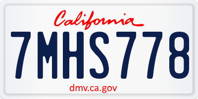 CA license plate 7MHS778