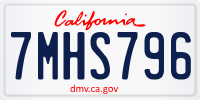 CA license plate 7MHS796