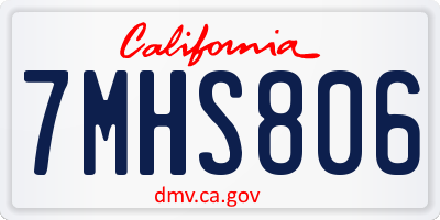 CA license plate 7MHS806