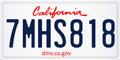 CA license plate 7MHS818