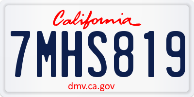 CA license plate 7MHS819