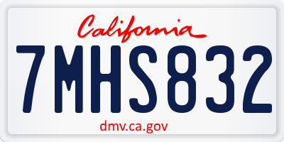 CA license plate 7MHS832