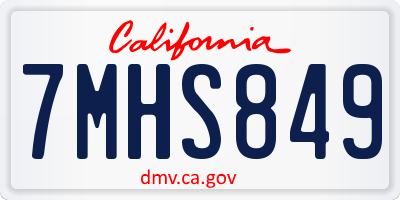 CA license plate 7MHS849