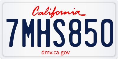 CA license plate 7MHS850