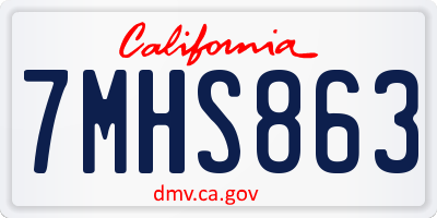 CA license plate 7MHS863
