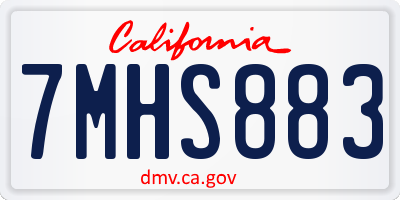 CA license plate 7MHS883