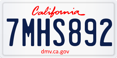CA license plate 7MHS892