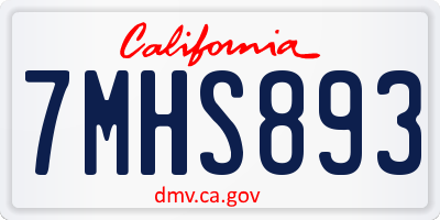 CA license plate 7MHS893