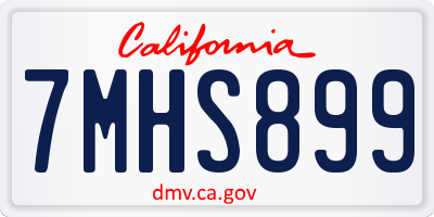 CA license plate 7MHS899