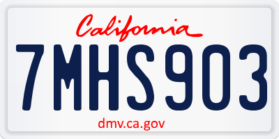 CA license plate 7MHS903