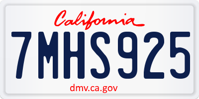 CA license plate 7MHS925
