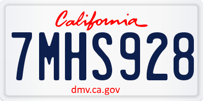 CA license plate 7MHS928