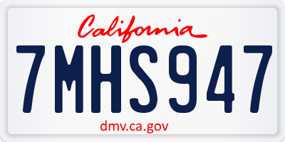 CA license plate 7MHS947