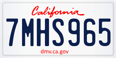 CA license plate 7MHS965