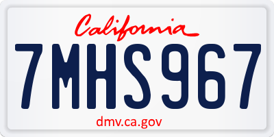 CA license plate 7MHS967