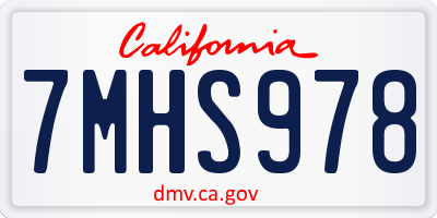 CA license plate 7MHS978