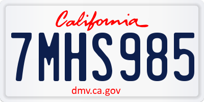 CA license plate 7MHS985