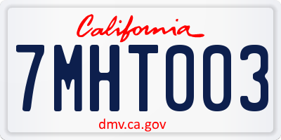 CA license plate 7MHT003