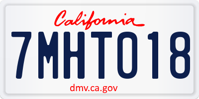 CA license plate 7MHT018
