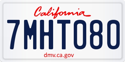 CA license plate 7MHT080