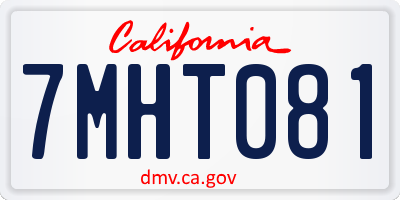 CA license plate 7MHT081