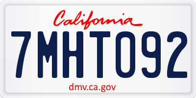 CA license plate 7MHT092