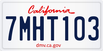 CA license plate 7MHT103