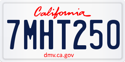 CA license plate 7MHT250