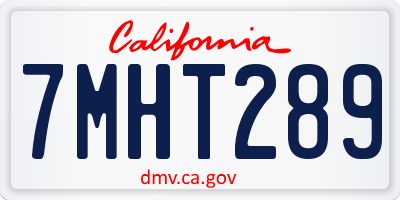 CA license plate 7MHT289