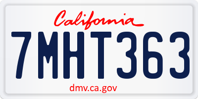 CA license plate 7MHT363