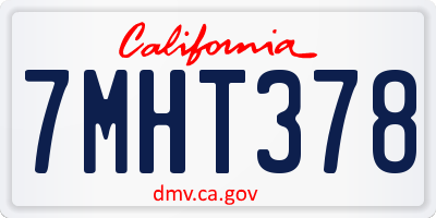 CA license plate 7MHT378