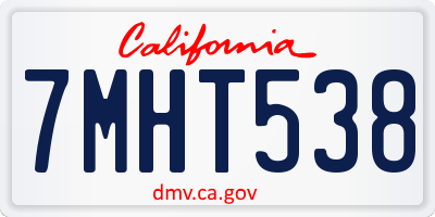 CA license plate 7MHT538