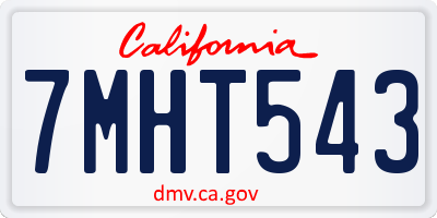 CA license plate 7MHT543