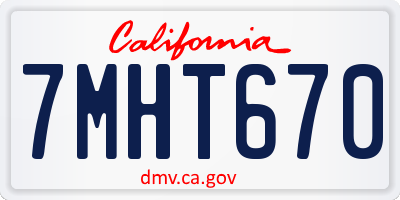 CA license plate 7MHT670