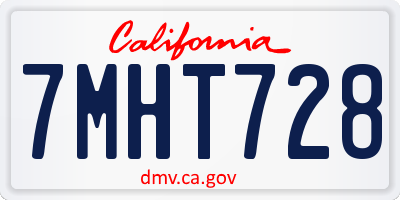CA license plate 7MHT728