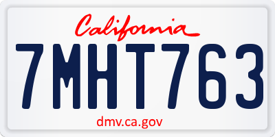 CA license plate 7MHT763
