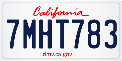 CA license plate 7MHT783